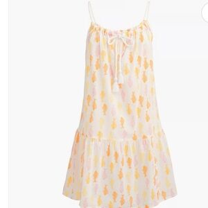 J.Crew Fish Print lightweight Yellow and White Sleeveless Cover UP Dress Size 2X